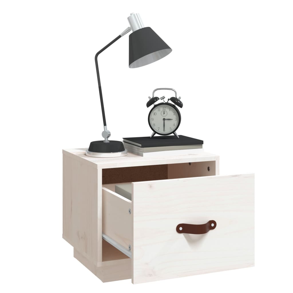 Nachttisch Weiss 40x34x35 cm Massivholz Kiefer